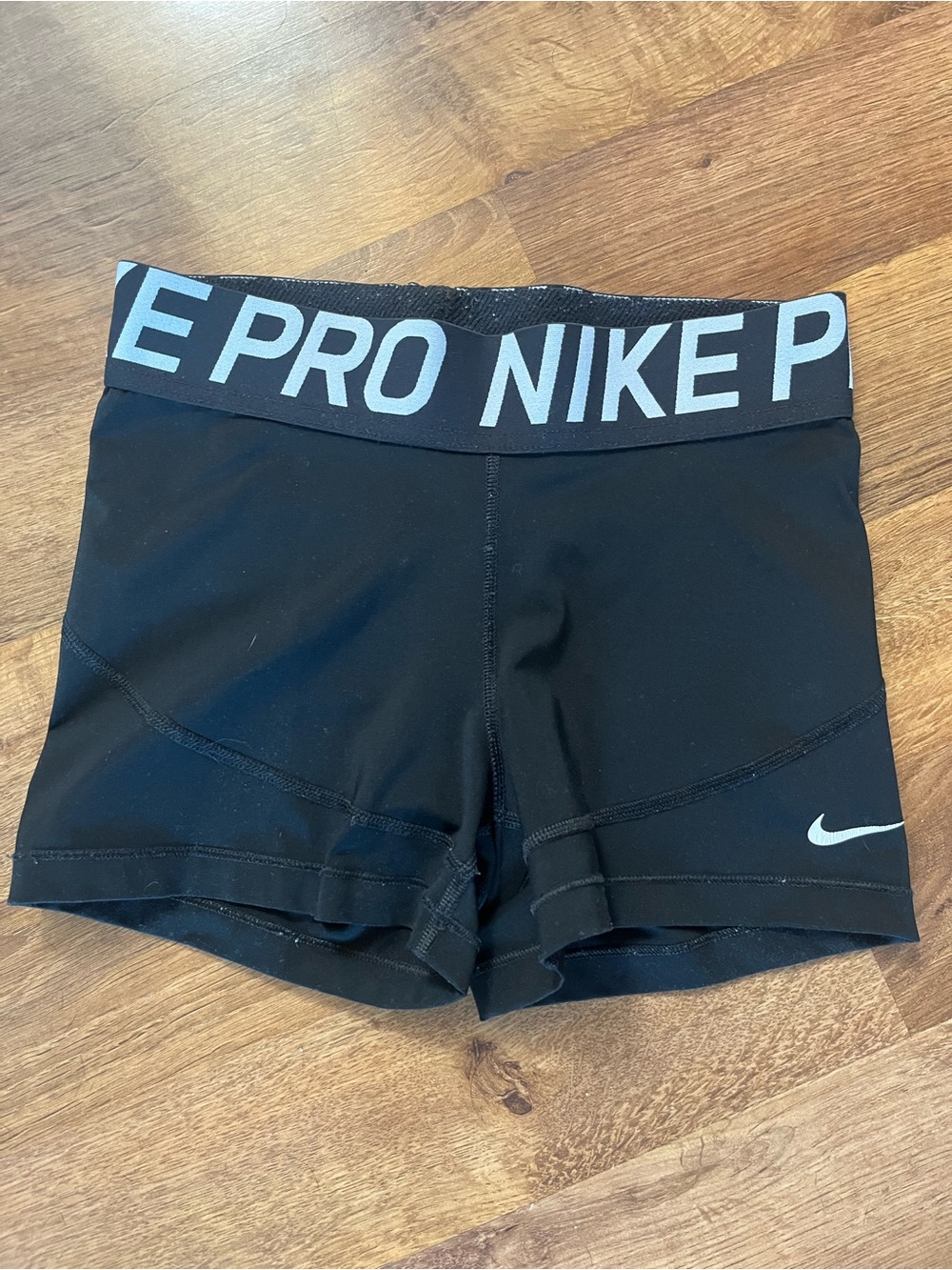 Nike Pro Black Women's Bike Shorts with White Logo